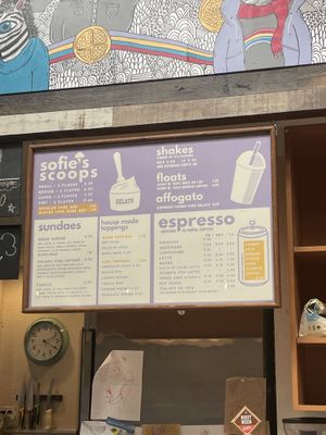 Menu  at Sofie's Scoops Gelateria in Olympia