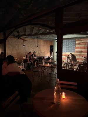 Area at the back for live music  at Fred's Dog House in Brooklyn