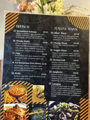 Menu   at Dahlak Eritrean Restaurant & Bar in Saskatoon
