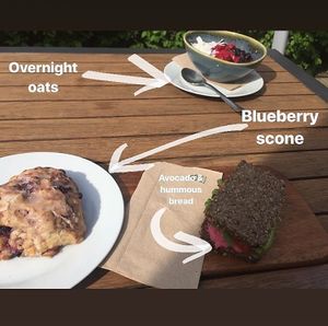 Overnight oats, scone, and sandwich  at Goodies Berlin - Schlachtensee in Berlin