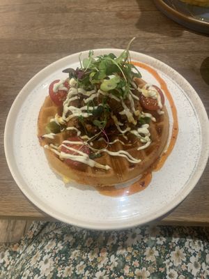 Vegan fried ‘chicken’ waffles (gf)  at Utter Waffle - Balham in South West London