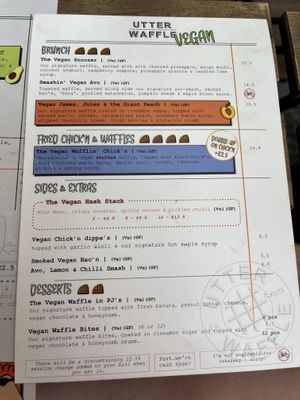 Vegan menu  at Utter Waffle - Balham in South West London