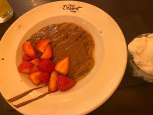 Vegan cookie dough dessert with vegan ice cream   at Little Dessert Shop   in Stoke-on-trent