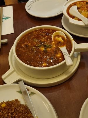 Silken tofu in spicy sauce at Tofu Vegan - Charlotte in London