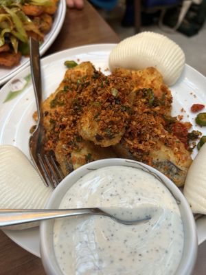Fried aubergines with bao buns   at Tofu Vegan - Charlotte in London