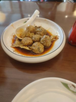 Wontons in house special sauce at Tofu Vegan - Charlotte in London