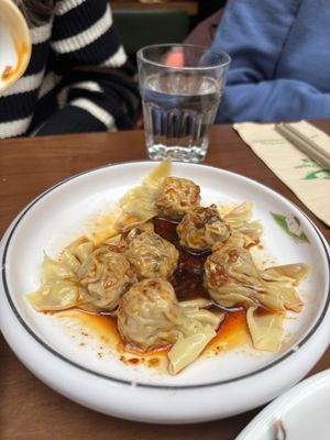 Wanton in house special sauce- excellent   at Tofu Vegan - Charlotte in London