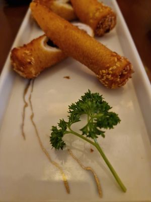 The dessert, sesame rolls at Tofu Vegan - Charlotte in London