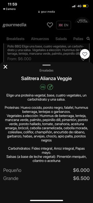 Salad bowl menu  at Vita La Barra Saludable Antofagasta in Antofagasta