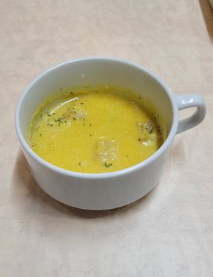 Pumpkin soup at MERCY Vegan Factory - Kyoto Station in Kyoto