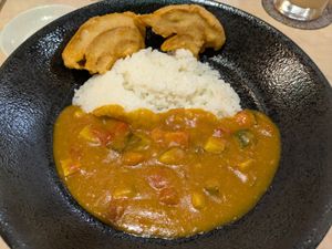 Shoujin curry with deep-fried kurumafu at MERCY Vegan Factory - Kyoto Station in Kyoto