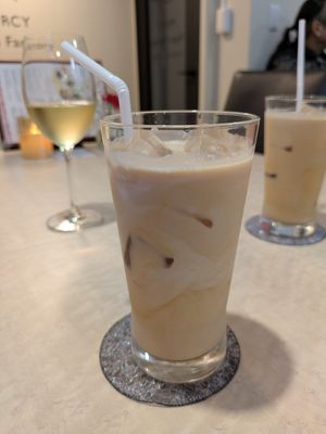 Milk tea at MERCY Vegan Factory - Kyoto Station in Kyoto
