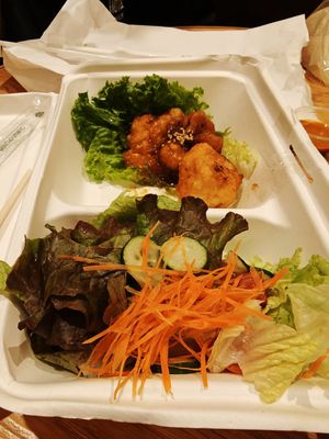 Deep fried cauliflower with salad at MERCY Vegan Factory - Kyoto Station in Kyoto