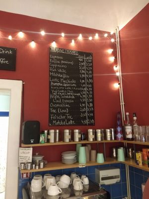 Hot drinks menu at Sommerhaus KaffeeBar in Berlin