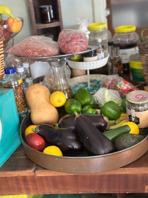 Produce for sale  at Kafeneio in Santorini