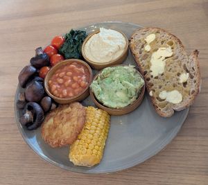 Full vegan breakfast at Bottle and Thyme in Chesterfield