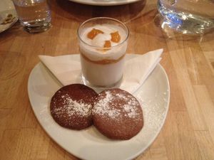 Coconut and passion fruit panna cotta (vegan) at Maitreya Social in Bristol