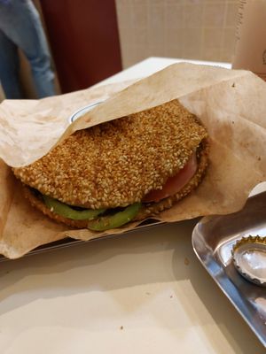 Lebanese sesame sandwich at Taza Sandwiches in Lisbon