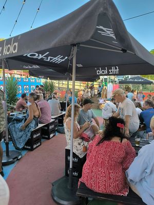 Outdoor seating to enjoy your day and your drinks and food  at Bank in Marmelete