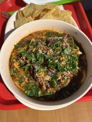 Birria noodles #Veganuary at Hidden Leaf Cafe in Columbus
