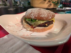 Korean BBQ burga at Hidden Leaf Cafe in Columbus