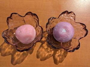 Strawberry and passion fruit mochi at Hidden Leaf Cafe in Columbus