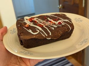 Strawberry brownie from Shy Violet at Hidden Leaf Cafe in Columbus