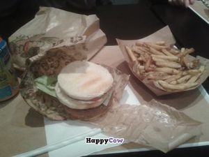 Monthly vegan burger (seitan and vegan mayonnaise) with fries at VG in Paris