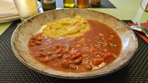 Polenta mit chili sin carne at Genuin Ristro in Merano