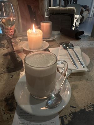 Oat milk hot chocolate   at No 17 Dickens Yard in West London