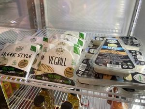 Vegan cheeses at Veganil in Paris