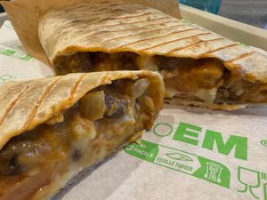 The "French tacos". Contains fava beans for an Egyptian influence. at Veganil in Paris