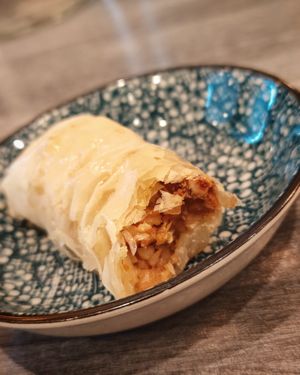 
Baklava

puff pastry filled with almonds in syrup at Veganil in Paris