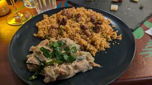 Our meal that night: delicious babaganous and couscous at Wine Not? in Terceira
