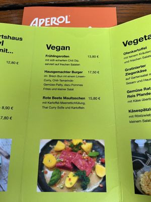 Vegan Menu  at Wirtshaus im Braunauer Hof in Munich