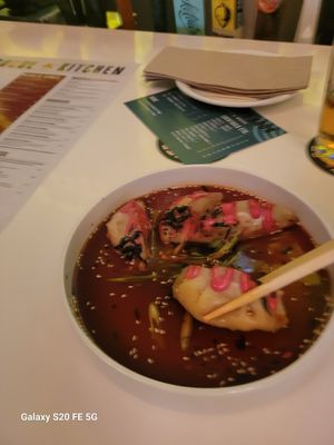 Dumplings (originally 6 dumplings) at Rogue Kitchen & Wetbar in Vancouver
