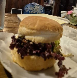 Veggie bean burger at Bean's Goody in Kyoto