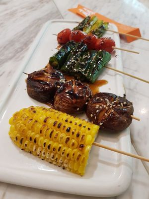 Assorted skewers at Teng Bespoke Vegetarian Restaurant - 藤 in Central Singapore