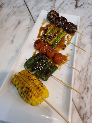 Assorted skewers at Teng Bespoke Vegetarian Restaurant - 藤 in Central Singapore