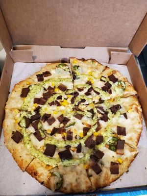 Vegan Elote pizza, with Herbivorus Butcher "bacon" at Pizza Luce - Downtown in Minneapolis