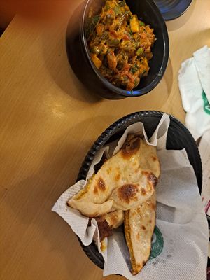 Veg curry and tofu stuffed roti at Go with Vegan in Jaipur