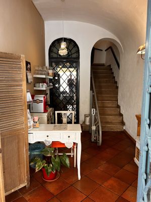 Inside. Go up the stairs for inside dining.  at La Casina di Alice in Livorno