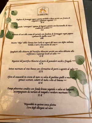 Menu  at La Casina di Alice in Livorno