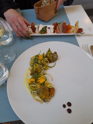 Zuccini platter and cheese/antipasti platter at La Casina di Alice in Livorno