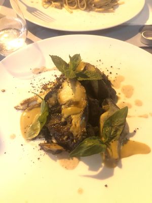 Braised Seitan with porcini mushrooms and truffle oil   at La Casina di Alice in Livorno