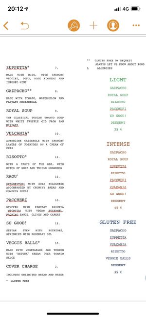 New menu  at La Casina di Alice in Livorno