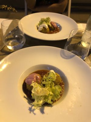 Potatoes and tempeh with tomato sauce. at La Casina di Alice in Livorno