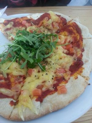 Cheese and tomato pizza! at Mono in Glasgow