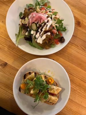 Greek pita and artichoke bruschetta. at Mono in Glasgow