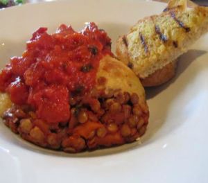 lentil lasagna close-up at Mono in Glasgow